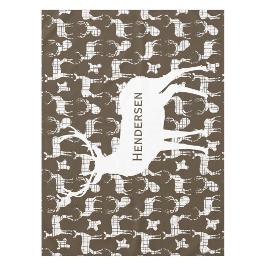 Personalisierte weiße rustikale Rotwild auf Tischdecke (Vorderseite)