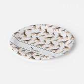 Personalisierte weiße Schäferhundnamenshunde Pappteller (Schrägansicht)