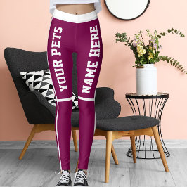 Personalisierte weiße Streifen Haustiere Namen Leggings