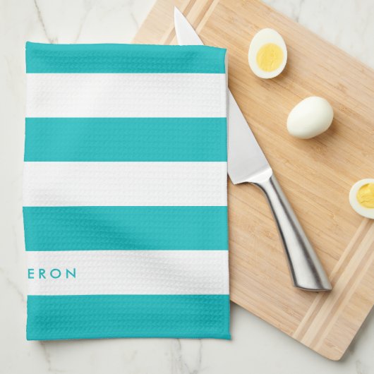 Personalisierte, weiße Streifen und bearbeitbare F Geschirrtuch (Viertel Falte)