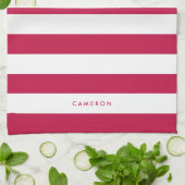 Personalisierte, weiße Streifen und bearbeitbare F Geschirrtuch (Gefaltet)