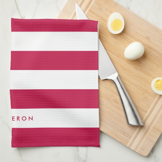 Personalisierte, weiße Streifen und bearbeitbare F Geschirrtuch (Viertel Falte)