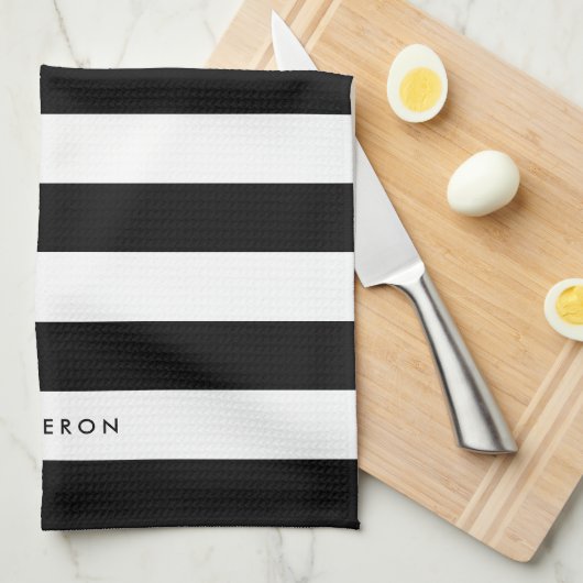 Personalisierte, weiße Streifen und bearbeitbare F Geschirrtuch (Viertel Falte)