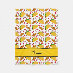 Personalisierte weiße Tacos Sombreros-NamensChili Fleecedecke