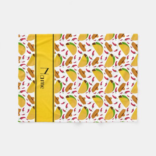 Personalisierte weiße Tacos Sombreros-NamensChilis Fleecedecke (Vorderseite (Horizontal))