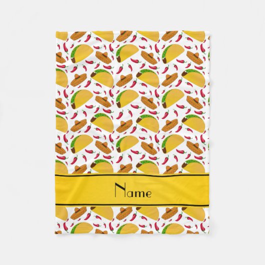 Personalisierte weiße Tacos Sombreros-NamensChilis Fleecedecke (Vorderseite)