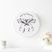 Personalisierte weiße Tauben Hochzeitsgeschenk Acr Große Wanduhr (Zuhause)