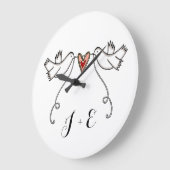Personalisierte weiße Tauben Hochzeitsgeschenk Acr Große Wanduhr (Winkel)