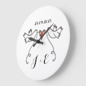 Personalisierte weiße Tauben Hochzeitsgeschenk Acr Große Wanduhr (Winkel)