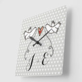 Personalisierte weiße Tauben Hochzeitsgeschenk Acr Quadratische Wanduhr (Winkel)