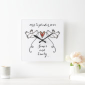 Personalisierte weiße Tauben Hochzeitsgeschenk Acr Quadratische Wanduhr (Zuhause)