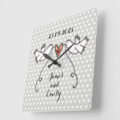 Personalisierte weiße Tauben Hochzeitsgeschenk Acr Quadratische Wanduhr (Winkel)