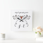 Personalisierte weiße Tauben Hochzeitsgeschenk Akr Quadratische Wanduhr (Zuhause)