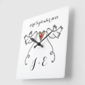 Personalisierte weiße Tauben Hochzeitsgeschenk Akr Quadratische Wanduhr (Winkel)