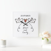 Personalisierte weiße Tauben Hochzeitsgeschenk Akr Quadratische Wanduhr (Zuhause)