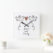 Personalisierte weiße Tauben Hochzeitsgeschenk Akr Quadratische Wanduhr (Zuhause)