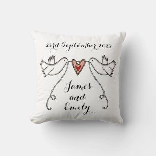 Personalisierte weiße Tauben Hochzeitsgeschenk Kis Kissen