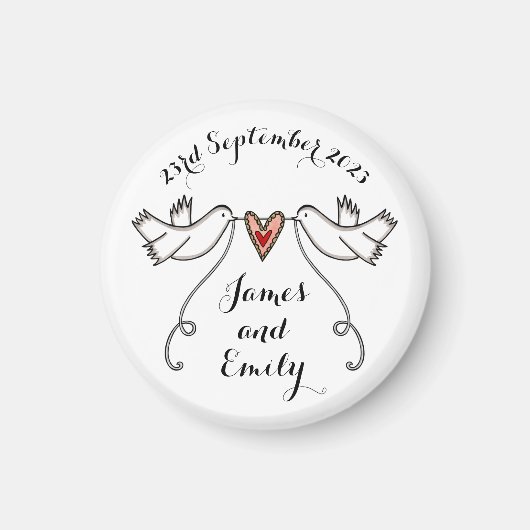 Personalisierte weiße Tauben Hochzeitsmagnet-Gefal Magnet (Vorne)