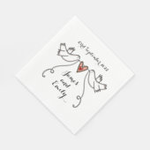 Personalisierte Weiße Tauben und Hochzeit der Lieb Serviette (Ecke)