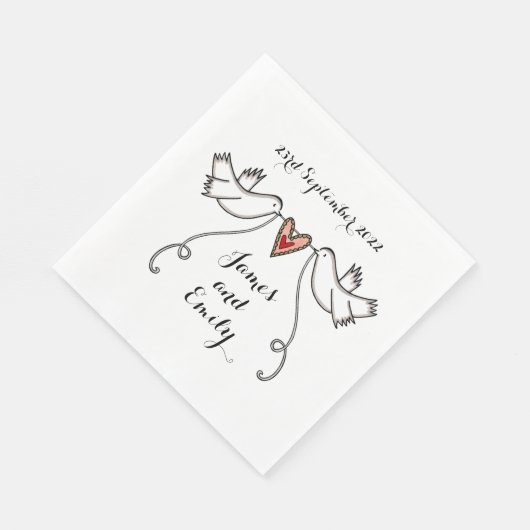 Personalisierte Weiße Tauben und Hochzeit der Lieb Serviette (Ecke)