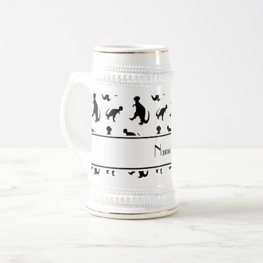 Personalisierte weiße trex Namensdinosaurier Bierglas (Vorderseite Links)