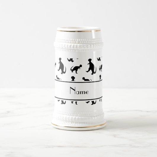Personalisierte weiße trex Namensdinosaurier Bierglas (Mittel)