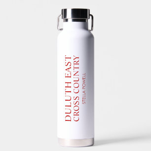 Personalisierte weiße und rote Schulnamens-Sportar Trinkflasche
