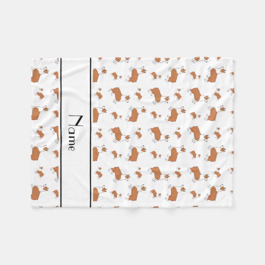 Personalisierte weiße Walisercorgi Fleecedecke (Vorderseite (Horizontal))
