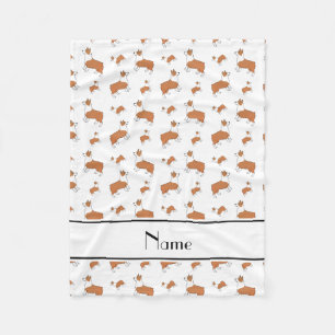 Personalisierte weiße Walisercorgi Fleecedecke