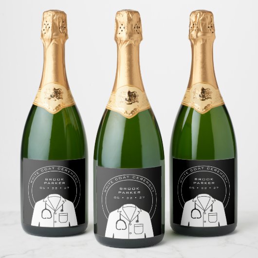 Personalisierte Weißmützenfeier Cooler Schaumweinetikett (Flaschen)