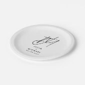 Personalisierte Weißpapier- und Schwarzweißpapier- Pappteller (Schrägansicht)