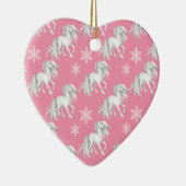 Personalisierte Weißpferde und Schneeflocken auf r Keramik Ornament (Rechts)