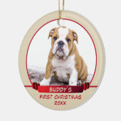 Personalisierte Welpe 1 Weihnachtsmann Foto Rot Keramik Ornament (Links)
