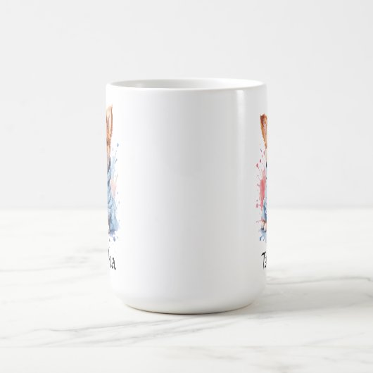 Personalisierte Welpenwasserfarbe Kaffeetasse (Mittel)