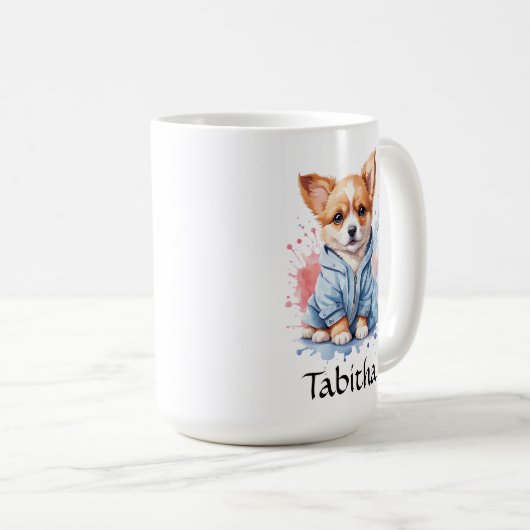 Personalisierte Welpenwasserfarbe Kaffeetasse (VorderseiteRechts)
