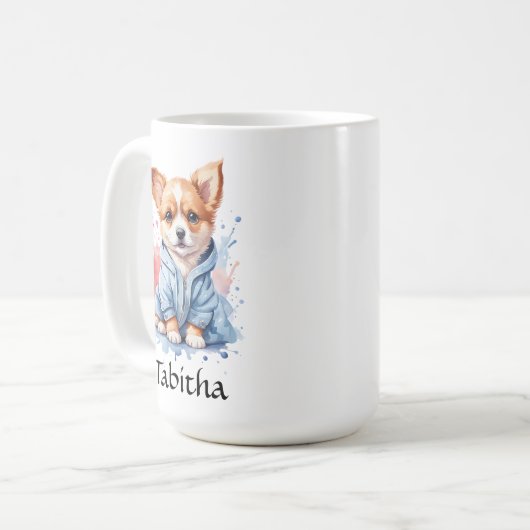 Personalisierte Welpenwasserfarbe Kaffeetasse (Vorderseite Links)