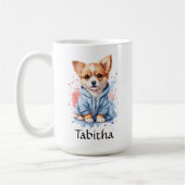 Personalisierte Welpenwasserfarbe Kaffeetasse (Links)