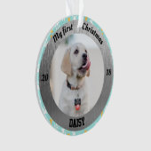 Personalisierte Welpe's erstes Weihnachtsfest Foto Ornament (Vorderseite)