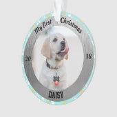 Personalisierte Welpe's erstes Weihnachtsfest Foto Ornament (Vorderseite)
