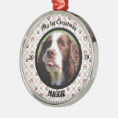 Personalisierte Welpe's erstes Weihnachtsfest Foto Ornament Aus Metall (Links)