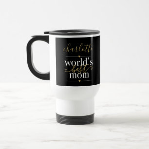 Personalisierte Welt Beste Mama Schwarz und Gold Reisebecher
