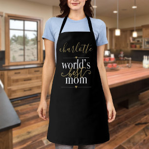 Personalisierte Welt Beste Mama Schwarz und Gold Schürze