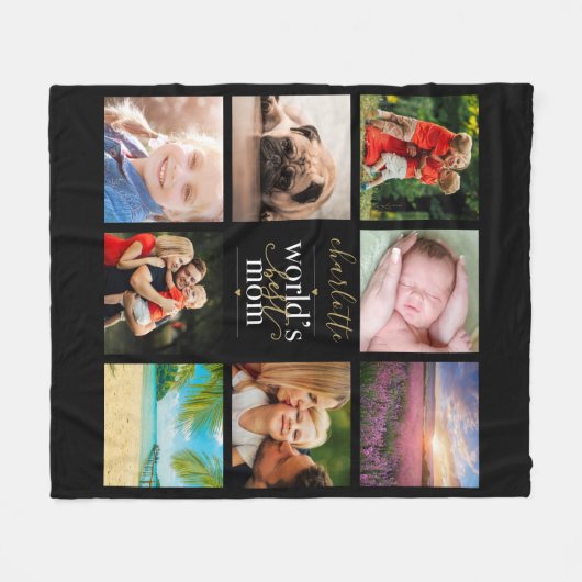 Personalisierte Welten Beste Mama 8 FotoCollage Fleecedecke (Vorderseite (Horizontal))
