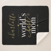 Personalisierte Welten beste Mama Schwarz und Gold Sherpadecke (Vorderseite (Horizontal))
