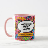 Personalisierte Welten Beste Mama Spaß Rosa Comic Tasse (Links)