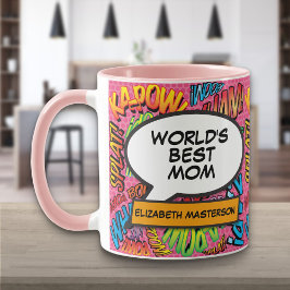 Personalisierte Welten Beste Mama Spaß Rosa Comic  Tasse