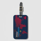 personalisierte Weltkarte Gepäckanhänger (Vorderseite Vertikal)