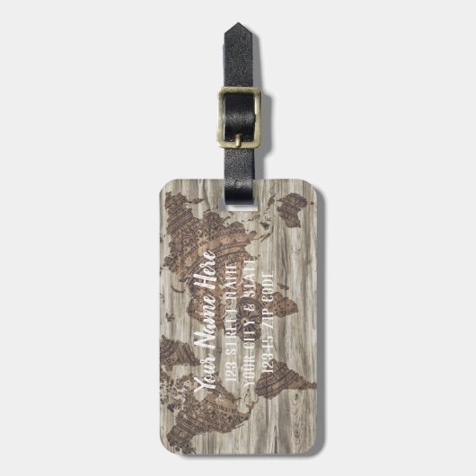 Personalisierte Weltkarte | kofferanhänger (Vorderseite vertikal)