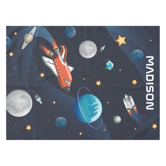 Personalisierte Weltraumaktivität in der Galaxie Tischdecke (Vorderseite (Horizontal))