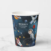 Personalisierte Weltraumdarstellung 1. Geburtstag Pappbecher (Vorderseite)